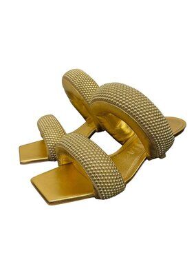 Cult Gaia Gold Heel Sandals With Textured Straps Size 9